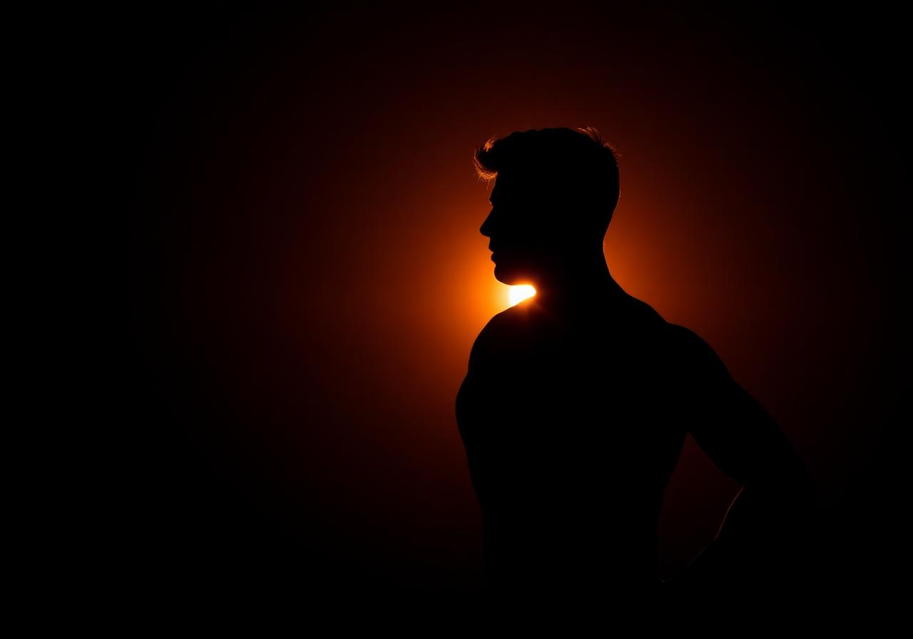 Confident silhouette of a man at sunrise — symbolizing renewed male vitality